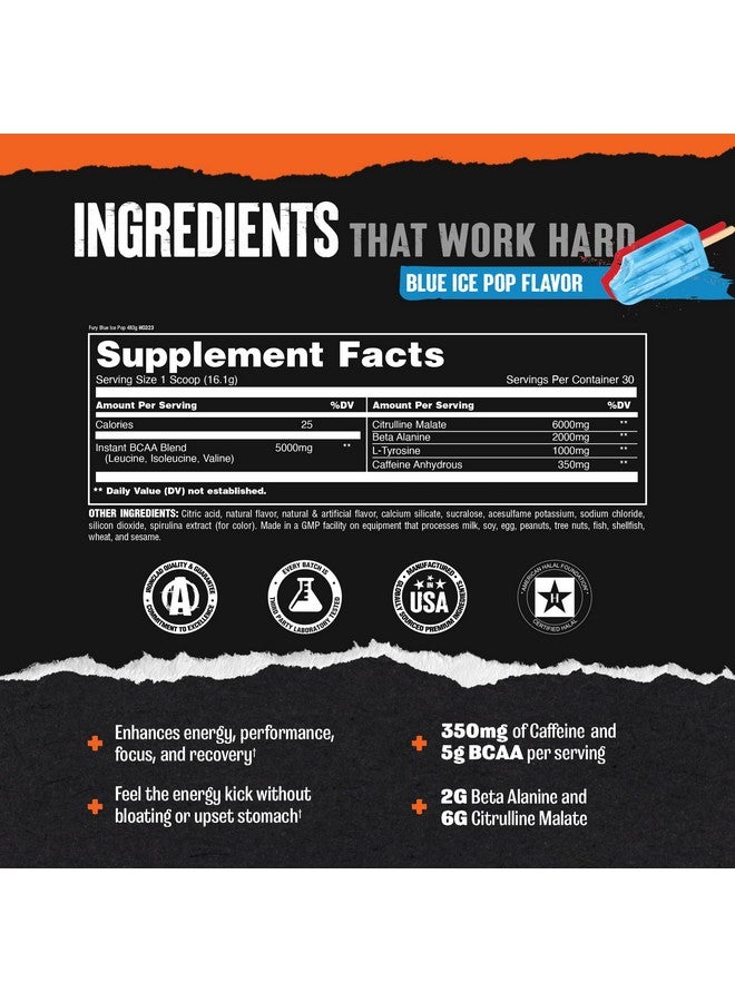 انيمال أنيمال فيوري - مكمل غذائي قبل التمرين لتعزيز الطاقة والتركيز - ٥ غ من الأحماض الأمينية المتشعبة السلسلة، ٣٥٠ ملغ من الكافيين، أكسيد النيتريك، بدون كرياتين - منبه قوي للاعبي كمال الأجسام - آيس بوب - Image 3