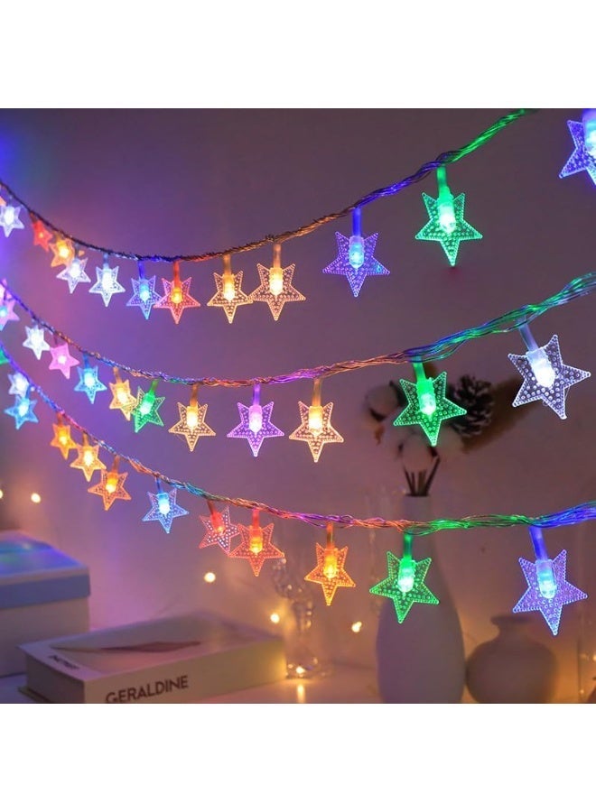 BABONA Star LED String Lights, Ramadan LED Lights, 6-Meter Colorful Curtain and String Lights, Battery Operated, Ramadan and Eid Decorations for Home, Bedroom and Window - Image 3