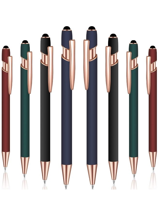 Generic Ballpoint Pen with Stylus Tip, 8 Pieces Black Ink Metal Pen Stylus for Touch Screens for Office School Stationery Supplies Tablets and More (Red, Green, Navy, Black)  - Image 1