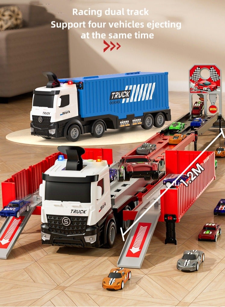 Transport track transforming toy car for boys and girls over 3 years old car toy set container truck toy with 8 alloy cars vehicle toy set - Image 2