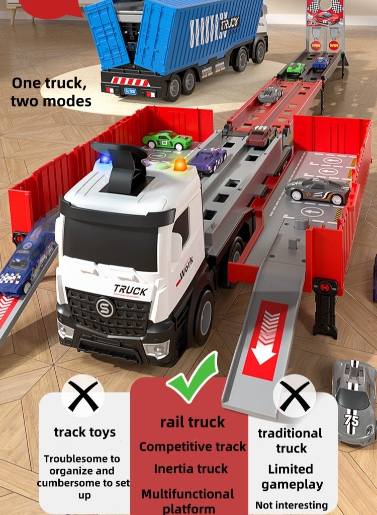 Transport track transforming toy car for boys and girls over 3 years old car toy set container truck toy with 8 alloy cars vehicle toy set - Image 3