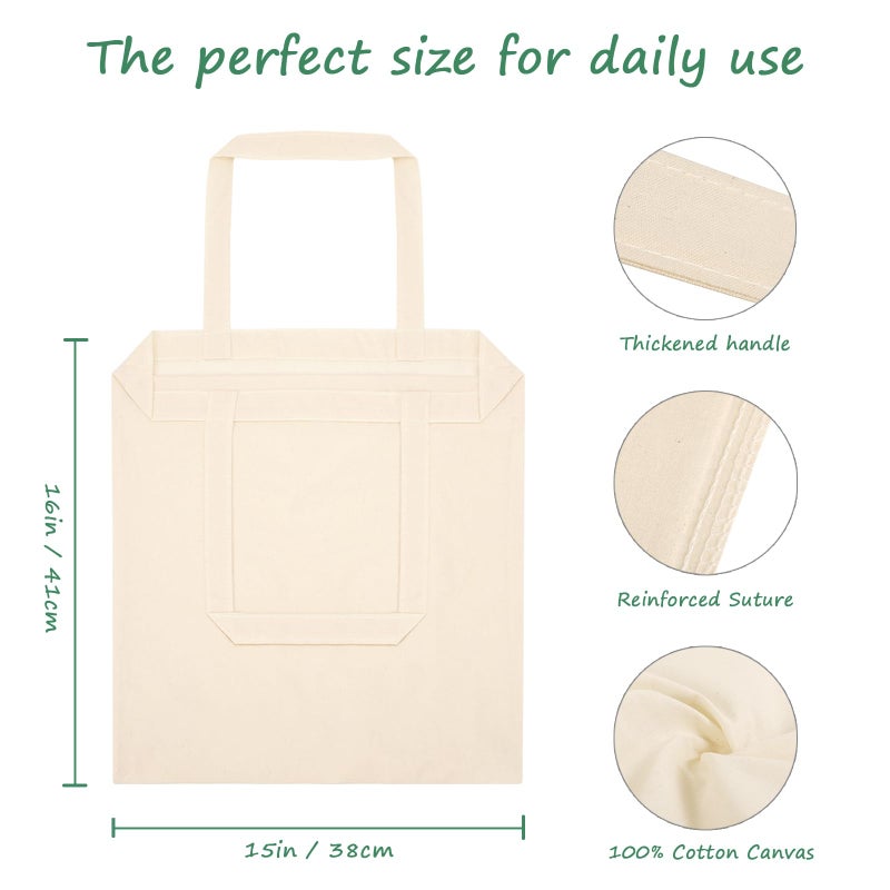 OKBA 20 Pack 15'' X 16'' Cotton Tote Bags for Painting,Lightweight Thin Tote Bags Bulk Reusable Grocery Shopping Cloth Bagsï¼ŒSuitable for Crafts, DIY, Tie Dyeï¼ŒGift, Activity - Image 3