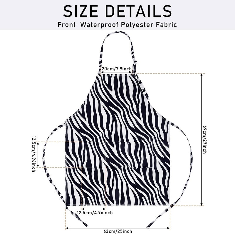 JenPen 3 Pcs Leopard Print Cosmetology Aprons 27 x 25 inch Animal Leopard Zebra Print Hairdresser Apron Waitress Server Aprons with 3 Pockets Waterproof Apron for Hair Stylist Nail Tech Makeup Artist - Image 2