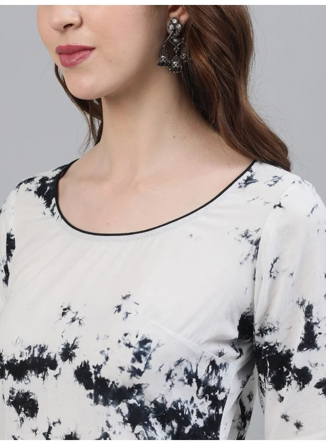 AKS AKS Abstract Printed Pure Cotton Straight Kurta & Palazzos with Dupatta