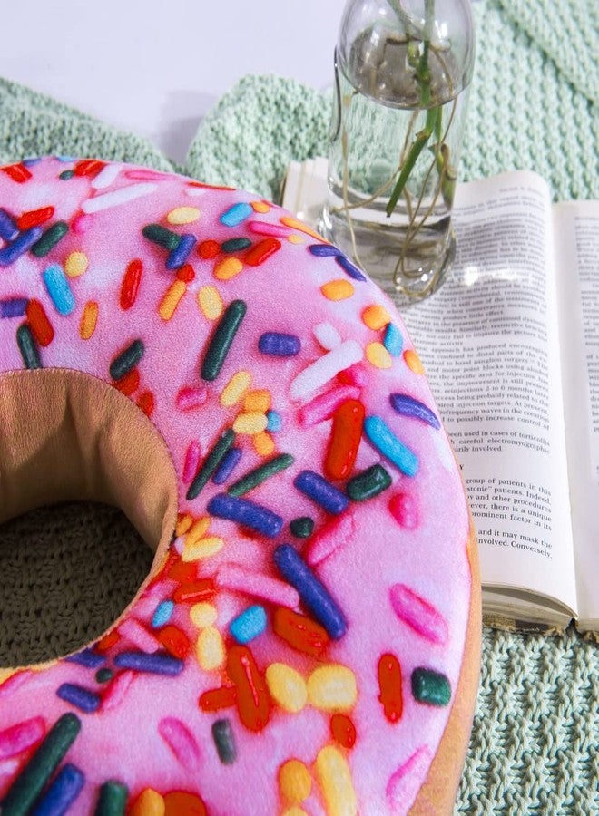 HYSEAS Round Throw Pillow 14 Inch Pink Donut, 3D Digital Print Decorative Comfortable Soft Plush Funny Food Shaped Pillow Light Weight Seat Pad Cushion for Couch, Chair, Floor, Sofa, 2 Pack - Image 3
