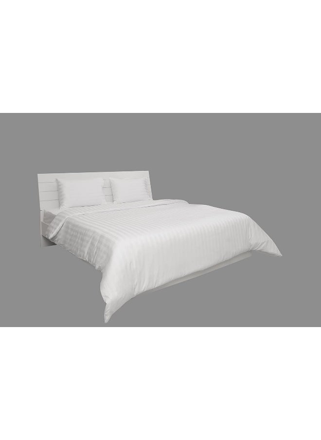 Hotel Linen Klub Hotel Linen Klub Double Comforter Set - 6 Pieces, Luxurious 100% Cotton with 250 Thread Count Sateen, Stylish 1-Inch Stripe Design, Soft Microfiber Filling, Size: 220 x 240 cm, Timeless White  - Image 5