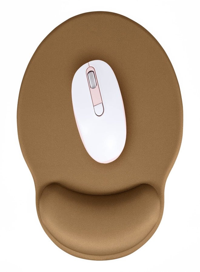 Hsurbtra Ergonomic Mouse Pad with Wrist Rest Support, Gel Mouse Pads with Non-Slip PU Base, Pain Relief Memory Foam Computer Mat, Cute Office Supplies Desk Decro Accessories, Leather Brown - Image 1