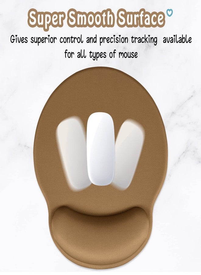 Hsurbtra Ergonomic Mouse Pad with Wrist Rest Support, Gel Mouse Pads with Non-Slip PU Base, Pain Relief Memory Foam Computer Mat, Cute Office Supplies Desk Decro Accessories, Leather Brown - Image 4