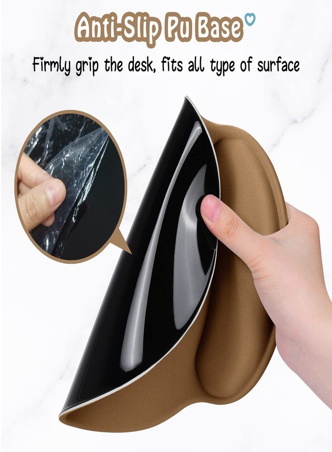Hsurbtra Ergonomic Mouse Pad with Wrist Rest Support, Gel Mouse Pads with Non-Slip PU Base, Pain Relief Memory Foam Computer Mat, Cute Office Supplies Desk Decro Accessories, Leather Brown - Image 5
