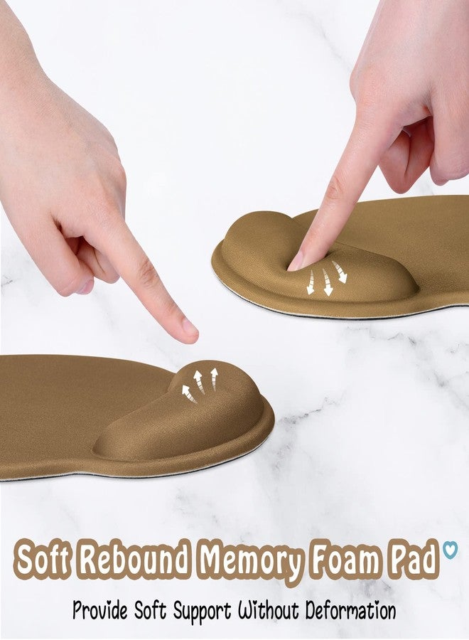 Hsurbtra Ergonomic Mouse Pad with Wrist Rest Support, Gel Mouse Pads with Non-Slip PU Base, Pain Relief Memory Foam Computer Mat, Cute Office Supplies Desk Decro Accessories, Leather Brown - Image 3