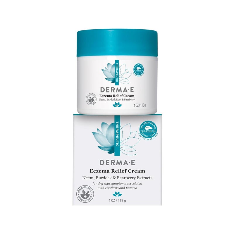 derma-e Eczema Relief Cream – All Natural Itch Relief – Soothing, Relieves Flaky, Scaly and Dry Skin - Antioxidant-Rich Topical Eczema and Psoriasis Cream, 4oz - Image 1
