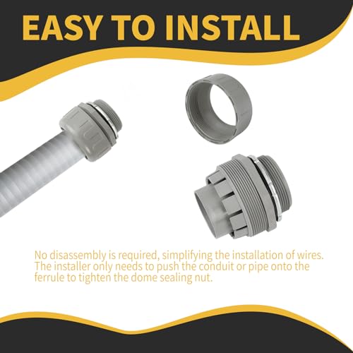 HDHAODA Conduit Connectors, 2-Inch Liquid Tight Connector NPT Non-Metallic for PVC Electrical Flexible Conduit Fittings, 180 Degree Straight, UL Listed for Home Outdoor Tubes Tools, Grey (2-Pack) - Image 5