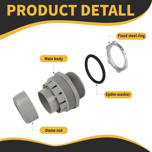 HDHAODA Conduit Connectors, 2-Inch Liquid Tight Connector NPT Non-Metallic for PVC Electrical Flexible Conduit Fittings, 180 Degree Straight, UL Listed for Home Outdoor Tubes Tools, Grey (2-Pack) - Image 3