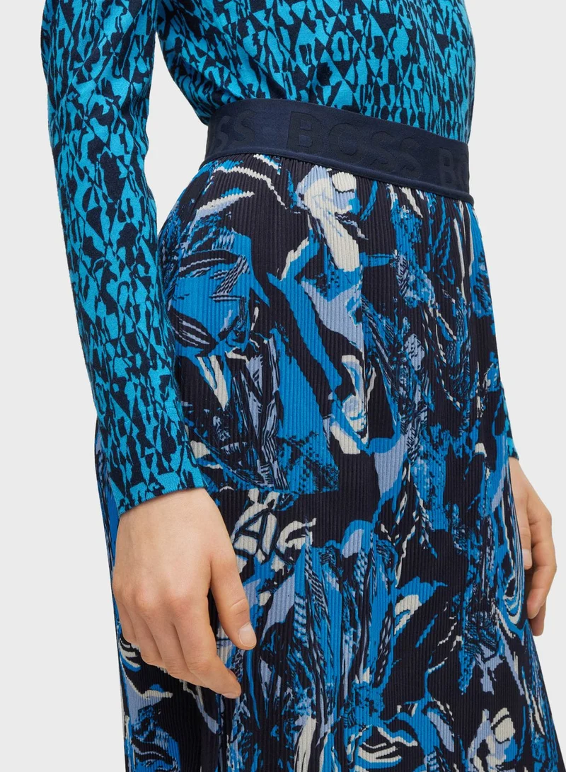 BOSS High Waist Printed Skirt
