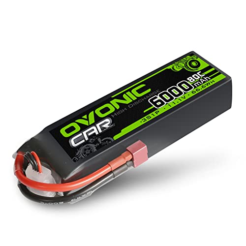OVONIC بطارية أوفونيك 11.1 فولت ليثيوم بوليمر 3S 80C 6000 مللي أمبير مع موصل ديان-ستايل لتوصيل السيارات والشاحنات والقوارب مقاس 1/8 1/10 - Image 1