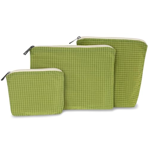 BBORGDC Small Cosmetic Bag Set of 3 for Purse Green Makeup Pouch Set 3 Sizes Zipper Organizer for Travel Toiletries Gift for Her Birthday Bridesmaid Best Friend - Image 1