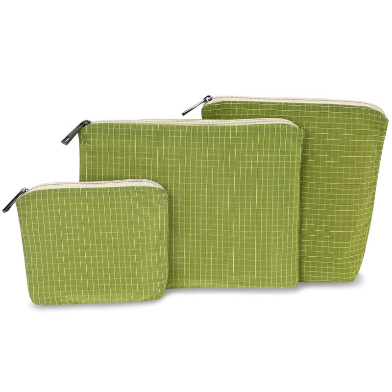BBORGDC Small Cosmetic Bag Set of 3 for Purse Green Makeup Pouch Set 3 Sizes Zipper Organizer for Travel Toiletries Gift for Her Birthday Bridesmaid Best Friend - Image 2