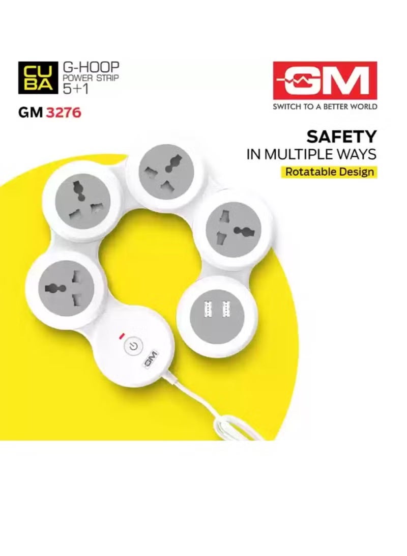 Cuba GM 3276 Cuba Power Strip with 2 USB 3.1A Master Switch 4 International Socket Safety Shutter 1.8 mtr Cable - Image 2
