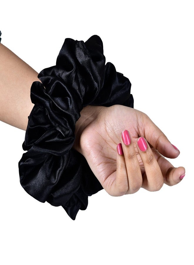 Nnr Premium Hijab Hair Scrunchies, Volume Scrunchies For Girls And Women,Pack Of 2 Pcs - Black/Golden - Image 5