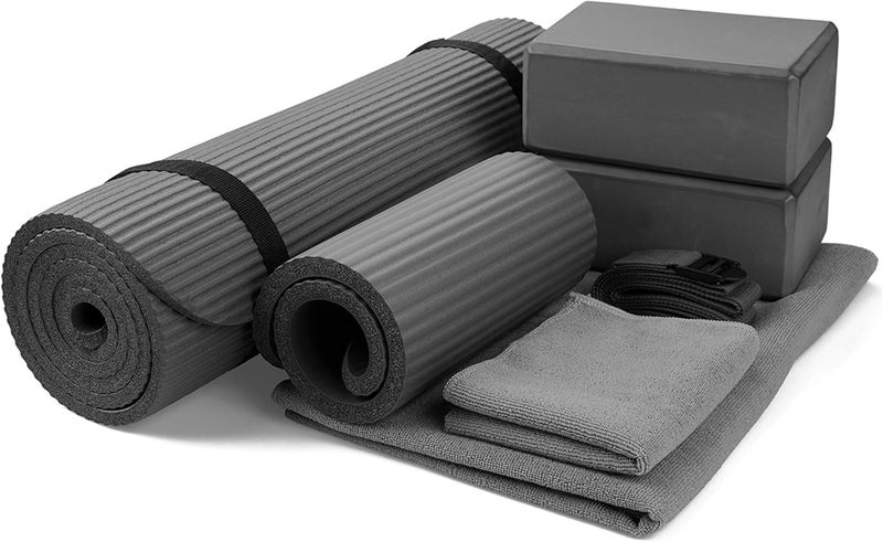 BalanceFrom 7-Piece Yoga Set with 71x24x0.5 Inches Extra Thick Mat and Carrying Sling – Includes 2 Blocks, Stretch Strap, 2 Towels, and Knee Pad for Home, Studio, and Gym Workouts - Image 1