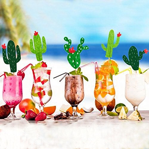 HOKPA Cactus Cupcake Toppers Summer Hawaii Theme Party Favors Cupcake Picks for Fruit Cake Decorations Fiesta West Tropical Cacti Birthday Party Supplies 24PCS - Image 5