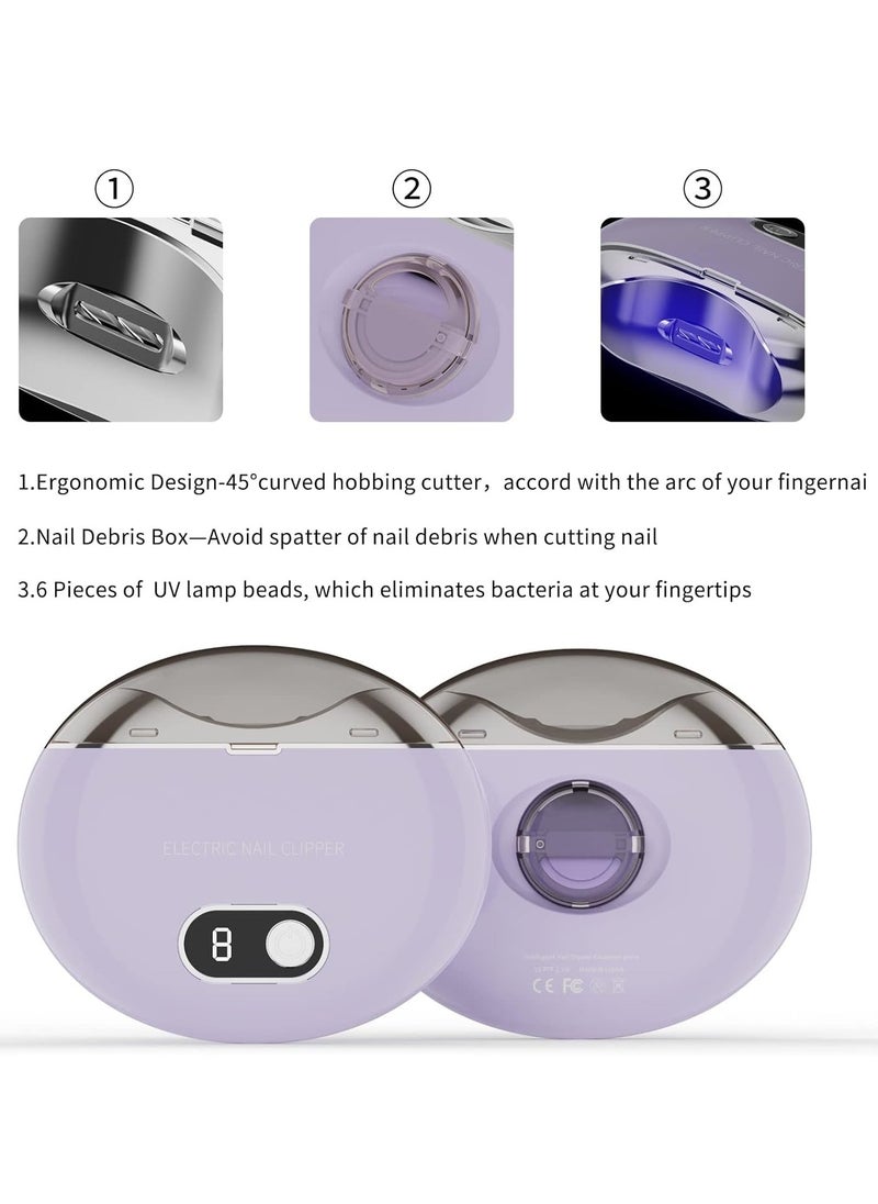 Captaintech Automatic Electric Nail Clipper - Rechargeable Safety Fingernail Trimmer and Filer for Adults, Seniors, Infants, Babies, Kids, Men, and Women (Purple) - Perfect Gift for All Ages  - Image 4