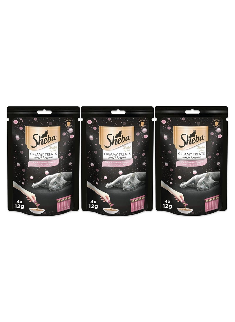 Sheba Cat Food Creamy Tuna And Salmon Flavor 4 x 12 g 3 Pack  - Image 1