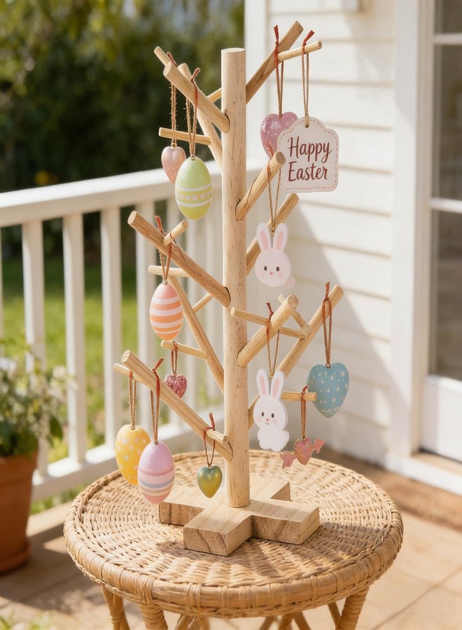 YLOLUL 12 Inch Easter Decorations Easter Egg Display Tree Tabletop Decor Vintage Farmhouse Ornament Stand Holder Artificial Rustic Tree for Home Party Wedding Holiday Spring Summer Retro Centerpiece Decor - Image 2