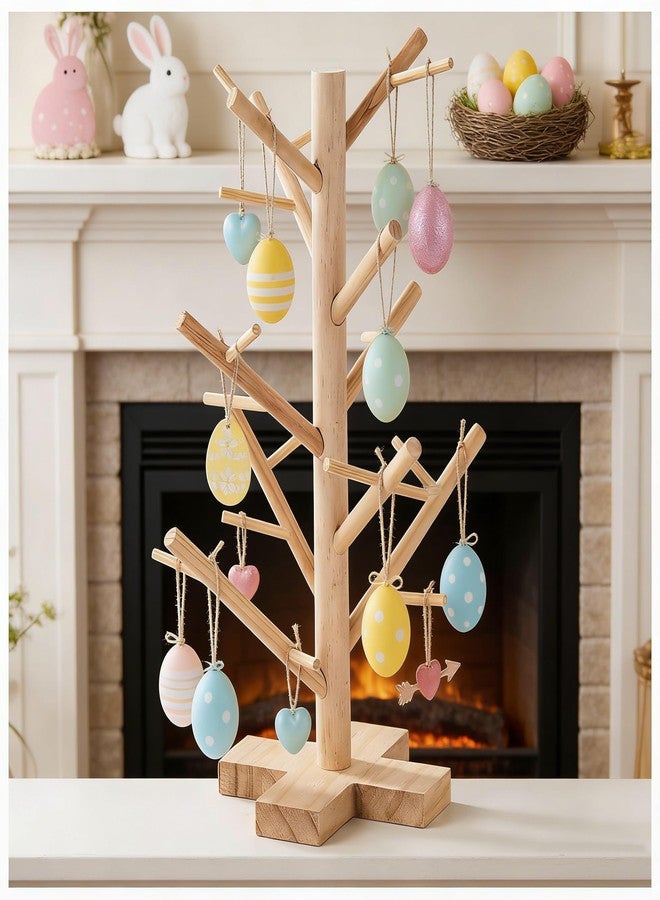 YLOLUL 12 Inch Easter Decorations Easter Egg Display Tree Tabletop Decor Vintage Farmhouse Ornament Stand Holder Artificial Rustic Tree for Home Party Wedding Holiday Spring Summer Retro Centerpiece Decor - Image 1
