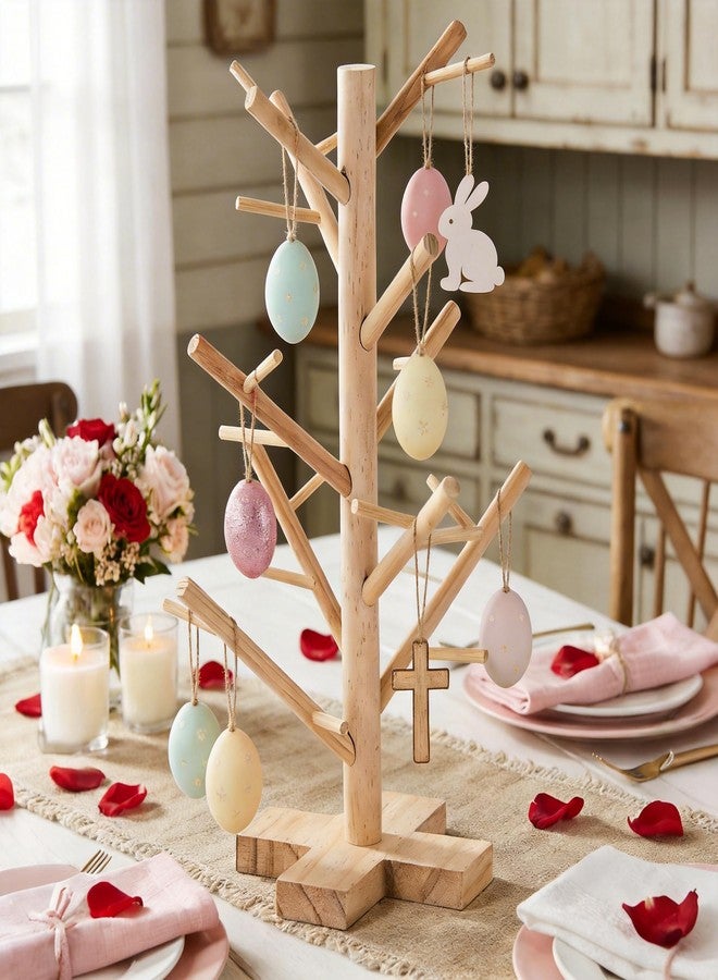 YLOLUL 12 Inch Easter Decorations Easter Egg Display Tree Tabletop Decor Vintage Farmhouse Ornament Stand Holder Artificial Rustic Tree for Home Party Wedding Holiday Spring Summer Retro Centerpiece Decor - Image 5