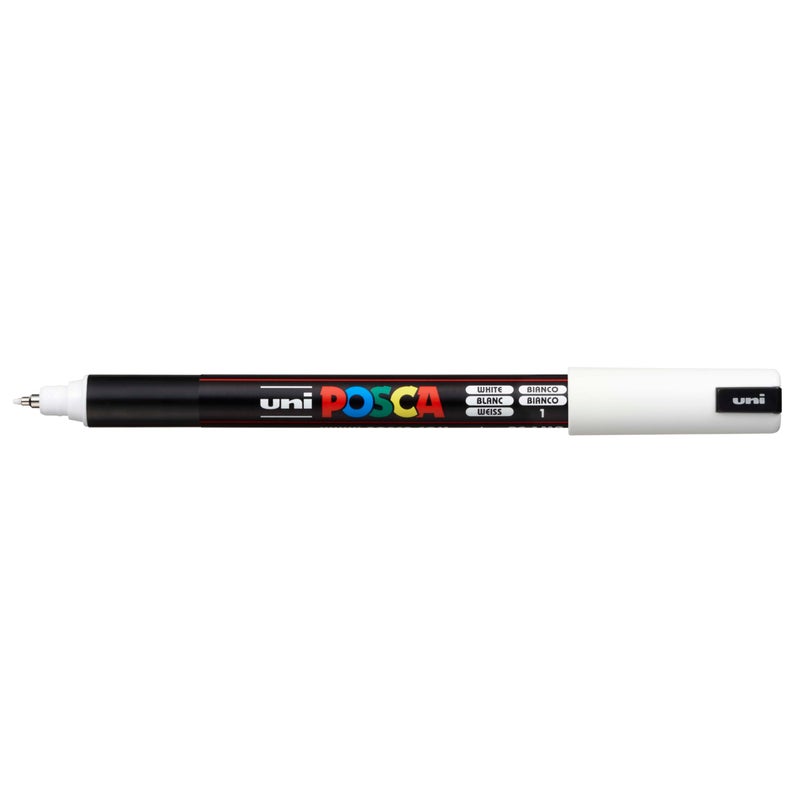 posca Authentic Marker, 1 White Professional Grade Paint Marker with 1MR Extra Fine Tip - Image 1