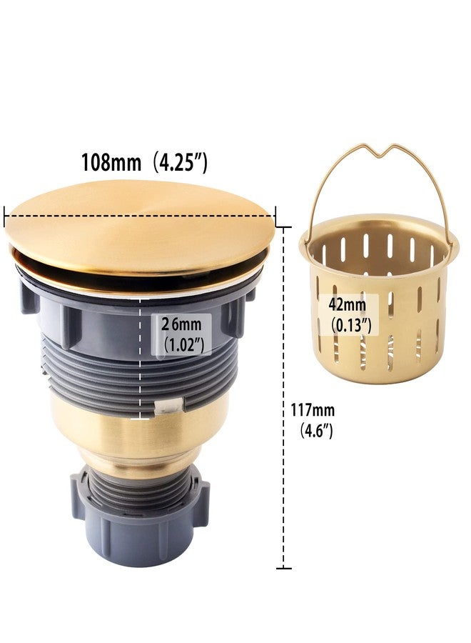 Lonsince Kitchen Sink Drain Assembly,Gold Sink Strainer Opening 3 1/2",Gold Kitchen Sink Drain with Removable Basket - Image 3
