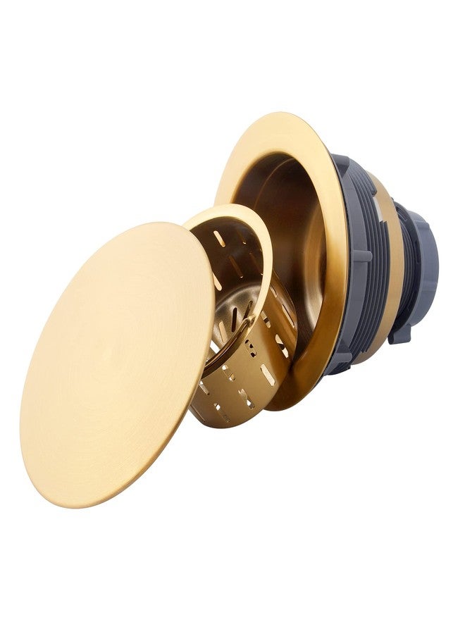 Lonsince Kitchen Sink Drain Assembly,Gold Sink Strainer Opening 3 1/2",Gold Kitchen Sink Drain with Removable Basket - Image 1