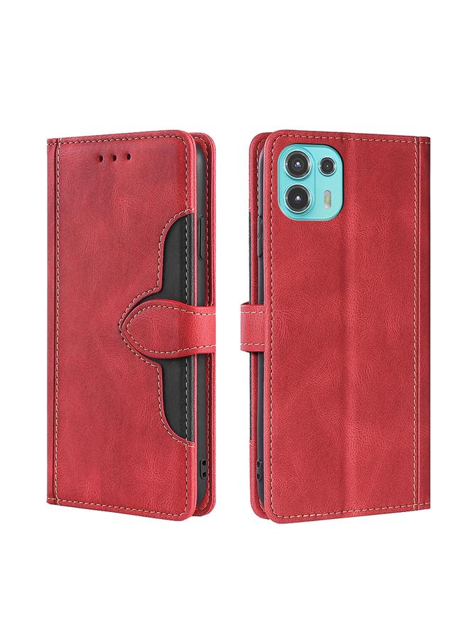 اس-توب جراب لهاتف Motorola Edge 20 Lite مصنوع من الجلد بتصميم قبعة من القش ومشبك مغناطيسي - Image 1