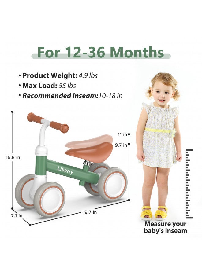 Liberry Baby Balance Bike for 1 2 3 Year Old Boys Girls, 4 Wheels Toddler Balance Bike with Adjustable Seat, Infant's First Birthday Gift (Green) - Image 4
