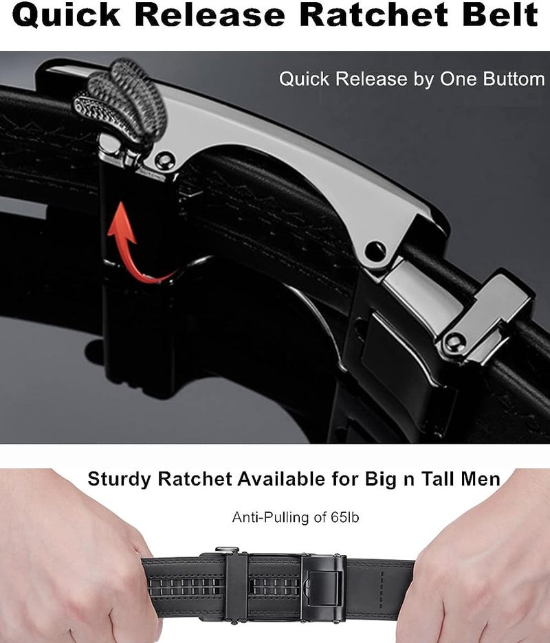 Contacts Genuine Leather Belt for Men with Easier Adjustable Autolock Buckle - Micro Adjustable Belt Fit Everywhere |Formal & Casual | Gift Box - Image 2