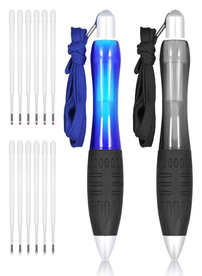 NQEUEPN 2pcs Big Fat Pens with 12 Refills, Large Bold Grip Pens Large Wide Grip Pens Aids Writing for Elderly Hand Tremors Weak Hand(Black, Blue) - Image 1