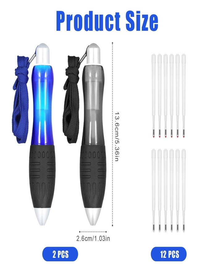 NQEUEPN 2pcs Big Fat Pens with 12 Refills, Large Bold Grip Pens Large Wide Grip Pens Aids Writing for Elderly Hand Tremors Weak Hand(Black, Blue) - Image 2