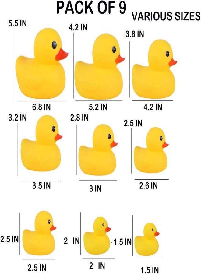 FIVOENDAR Bath Duck Toys 9 Pcs Rubber Duck Family Squeak & Float Ducks Baby Shower Toy for Toddlers Boys Girls - Image 2