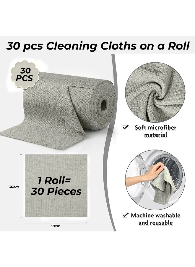 30 Pcs Microfiber Cleaning Cloth Roll 30x30cm Super Absorbent Reusable Towels for Home, Kitchen, Car, and Office Lint-Free, Scratch-Free, Quick Dry, Washable Cleaning Wipes Roll - Image 2
