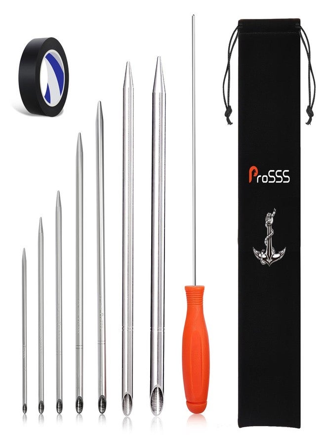 ProSSS Rope Splicing Tool Kit - 7 Sizes (5/32", 7/32", 1/4", 5/16", 3/8",3/8" Large, 1/2") with Pusher, Storage Bag & Black Splicing Tape - Aluminum Fids for Double Boat/Climbing Ropes Rapid Recovery - Image 1