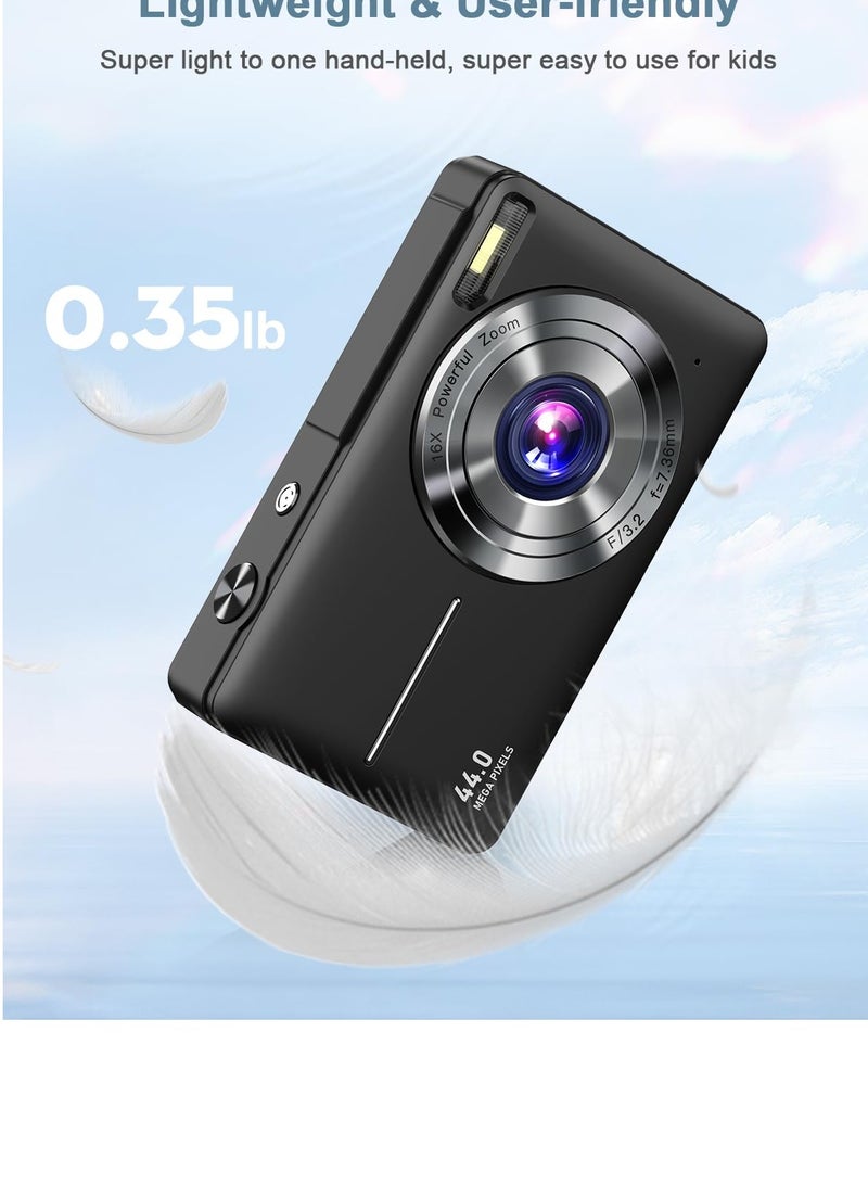 AL RAID Digital Camera, FHD 1080P Kids Camera 44MP Point and Shoot Digital Cameras with 32GB SD Card, 16X Zoom, Lanyard - Image 2