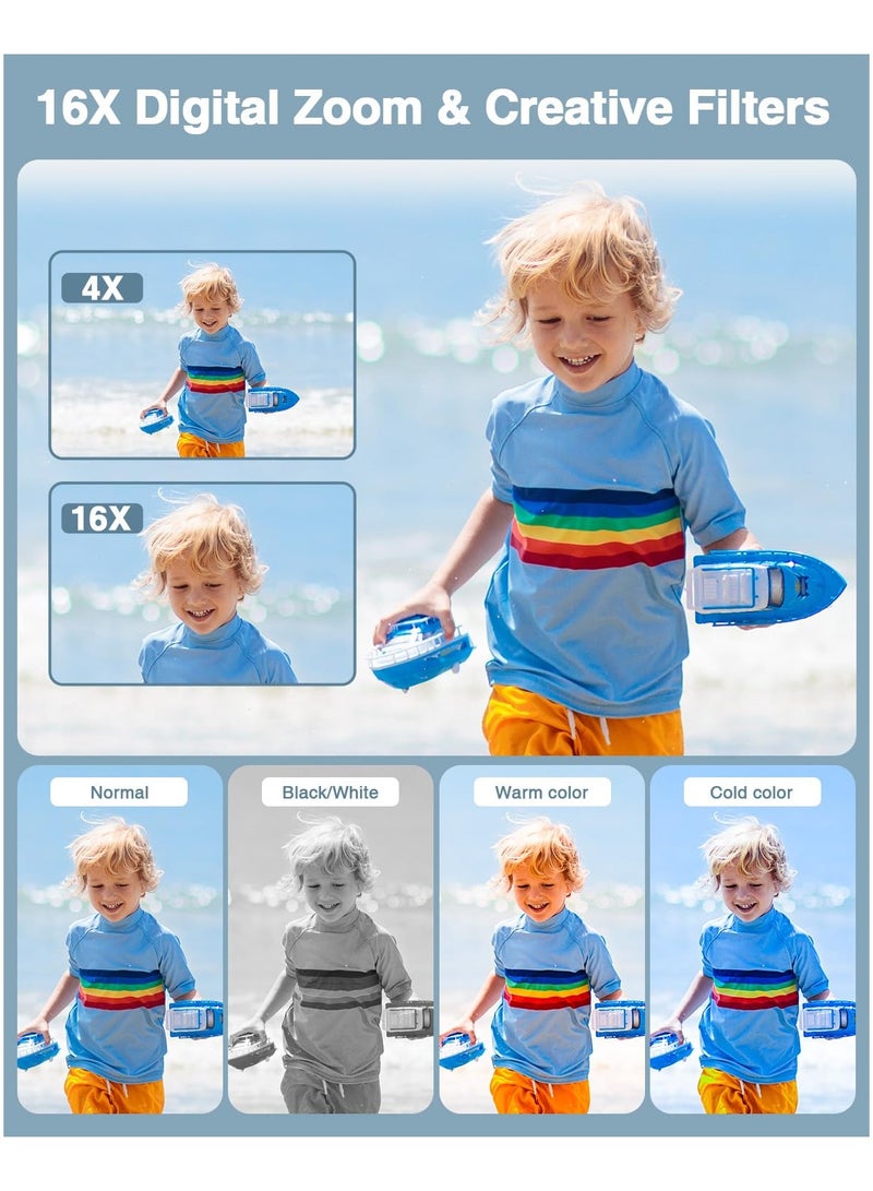AL RAID Digital Camera, FHD 1080P Kids Camera 44MP Point and Shoot Digital Cameras with 32GB SD Card, 16X Zoom, Lanyard - Image 5