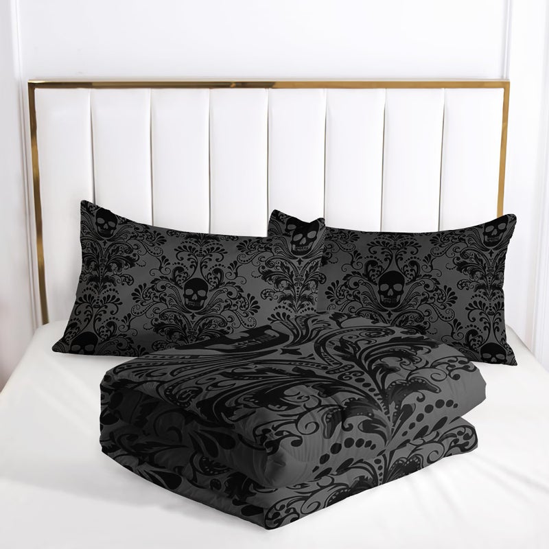 Tuzaovy Skull Bedding Set Queen Size,Goth Bedding Sets Queen with Comforter,Skull Comforter Set,Bohemian Bedding Queen Comforter Set,Gothic Bedding Decor Queen Comforter Set Western Boho Hippie - Image 3
