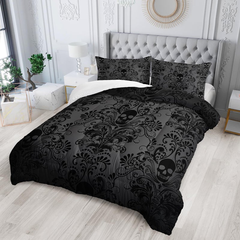 Tuzaovy Skull Bedding Set Queen Size,Goth Bedding Sets Queen with Comforter,Skull Comforter Set,Bohemian Bedding Queen Comforter Set,Gothic Bedding Decor Queen Comforter Set Western Boho Hippie - Image 2