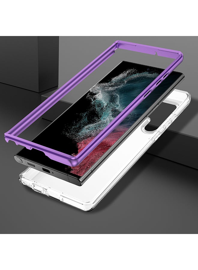 O Ozone Case for Samsung Galaxy S24 Ultra Case, Full-Body Smooth Gloss Finish Marble Shockproof Bumper Slim Phone Cases (Purple)  - Image 2