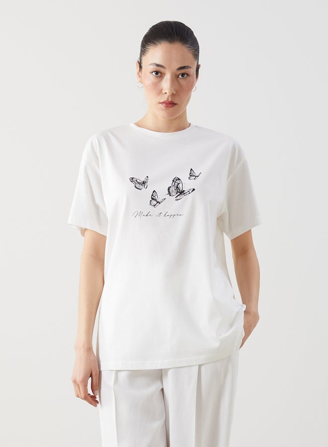 LC WAIKIKI Crew Neck Printed Jersey Women's T-Shirt - Image 1