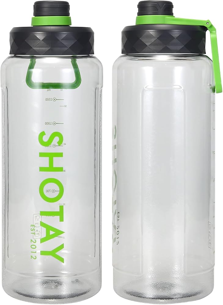 شوتاي SHOTAY 2.0L Sports Water Bottles Half Gallon Motivational with Time Marker Removable Straw, BPA Free And Leakproof, Big Water Jug for Fitness, Gym, Sports And Camping. اللون الأسود - Image 1