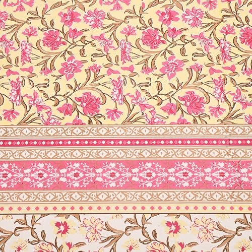 EasyGoods® 100% Pure Cotton Jaipuri Bedsheet with Pillow Covers | Soft & Breathable Fabric | Traditional Floral Print | Cotton Bedsheet (Orange 3, Single) - Image 4