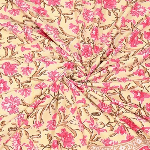 EasyGoods® 100% Pure Cotton Jaipuri Bedsheet with Pillow Covers | Soft & Breathable Fabric | Traditional Floral Print | Cotton Bedsheet (Orange 3, Single) - Image 5